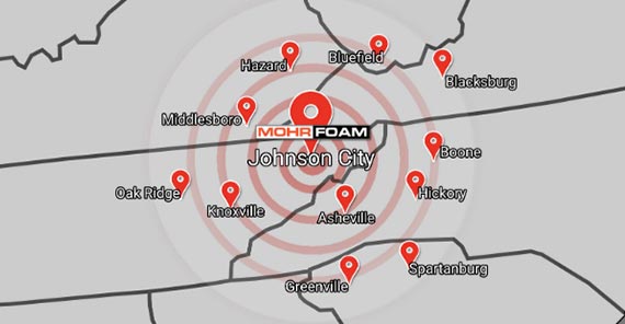 Mohr Foam Insulation Service Area Map